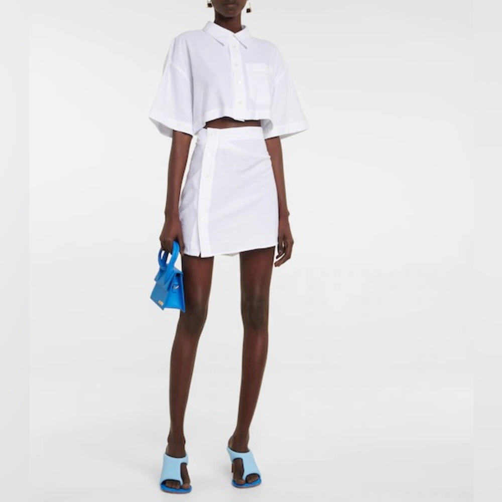 NWT Jacquemus La Robe Arles Poplin White Short Sleeve Button Shirt Mini Dress - Picture 6 of 13